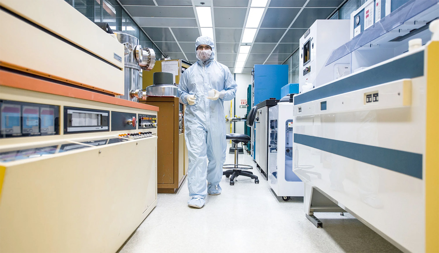 Researcher in cleanroom